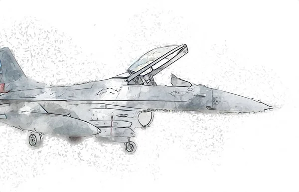 American Jet Fighter Aircraft Drawing Illustration Art Vintage — Stock Photo, Image
