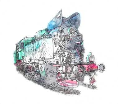 Eski buharlı lokomotif motoru antika