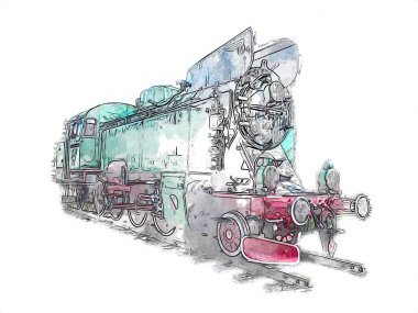 Eski buharlı lokomotif motoru antika