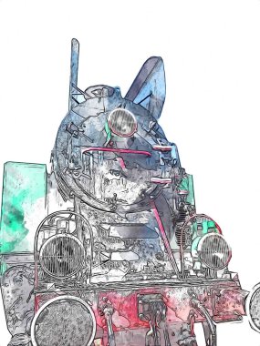 Eski buharlı lokomotif motoru antika