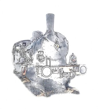 Eski buharlı lokomotif motoru antika