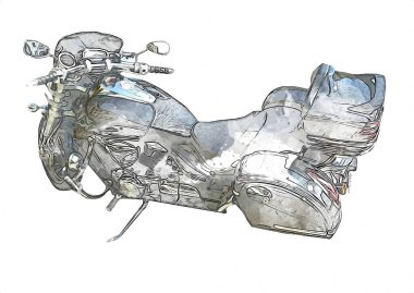 Motosiklet görüntüleme rengi izole edilmiş sanat antika retro