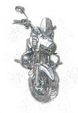 Motosiklet görüntüleme rengi izole edilmiş sanat antika retro