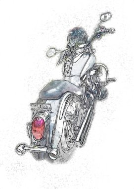 Motosiklet görüntüleme rengi izole edilmiş sanat antika retro