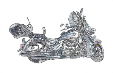 Motosiklet görüntüleme rengi izole edilmiş sanat antika retro