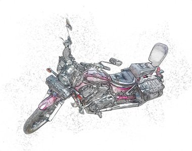Motosiklet görüntüleme rengi izole edilmiş sanat antika retro