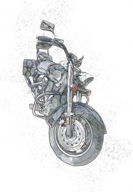 Motosiklet görüntüleme rengi izole edilmiş sanat antika retro