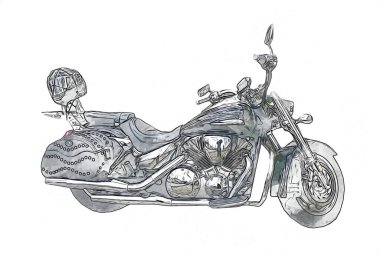 Motosiklet görüntüleme rengi izole edilmiş sanat antika retro