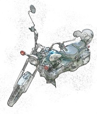 Motosiklet görüntüleme rengi izole edilmiş sanat antika retro