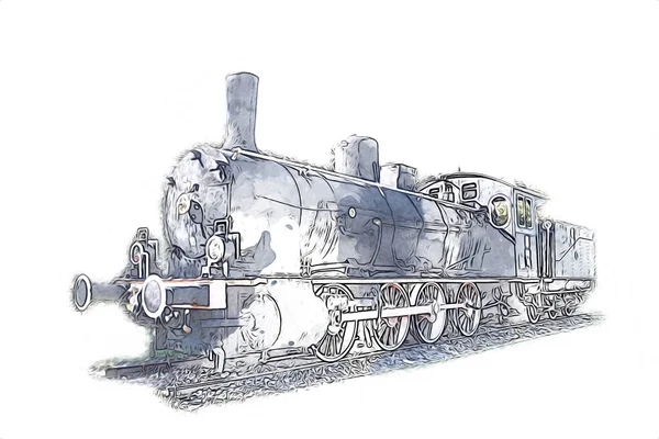 Old Steam Locomotive Engine Retro Vintage — Stock Photo, Image