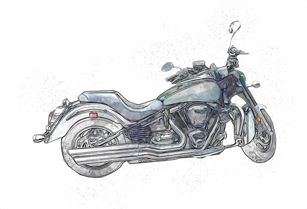 Motocykl Ilustracja Kolor Izolowane Sztuki Vintage Retro — Zdjęcie stockowe