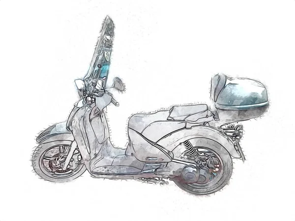 Motorfiets Llustratie Kleur Geïsoleerde Kunst Vintage Retro — Stockfoto