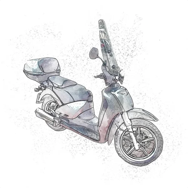 Motocykl Ilustracja Kolor Izolowane Sztuki Vintage Retro — Zdjęcie stockowe