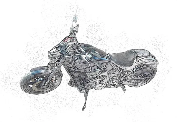 Motorrad Llustration Farbe Isoliert Kunst Vintage Retro — Stockfoto