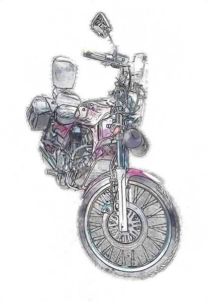 Motorrad Llustration Farbe Isoliert Kunst Vintage Retro — Stockfoto