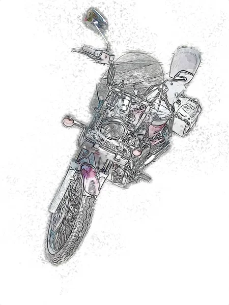 Motocykl Ilustracja Kolor Izolowane Sztuki Vintage Retro — Zdjęcie stockowe