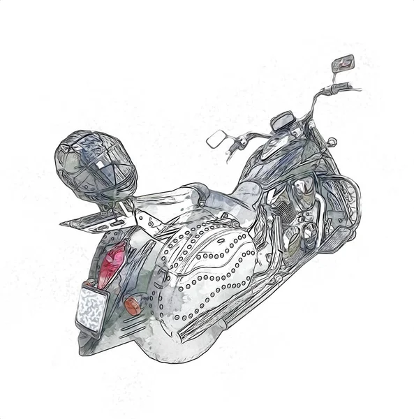 Motocykl Ilustracja Kolor Izolowane Sztuki Vintage Retro — Zdjęcie stockowe