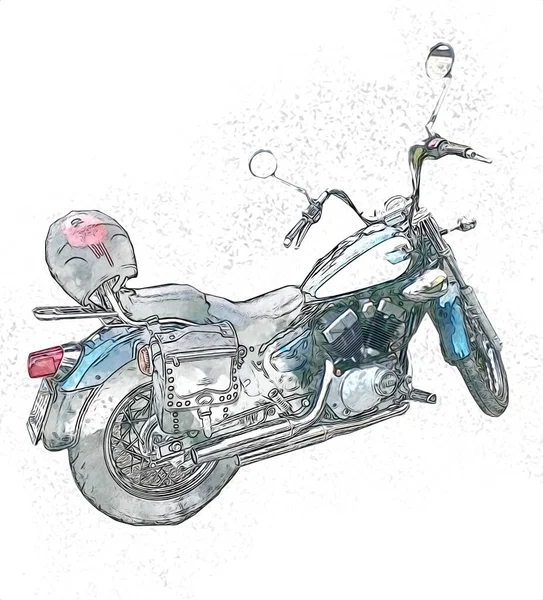 Motociclo Llustrazione Colore Isolato Arte Vintage Retro — Foto Stock
