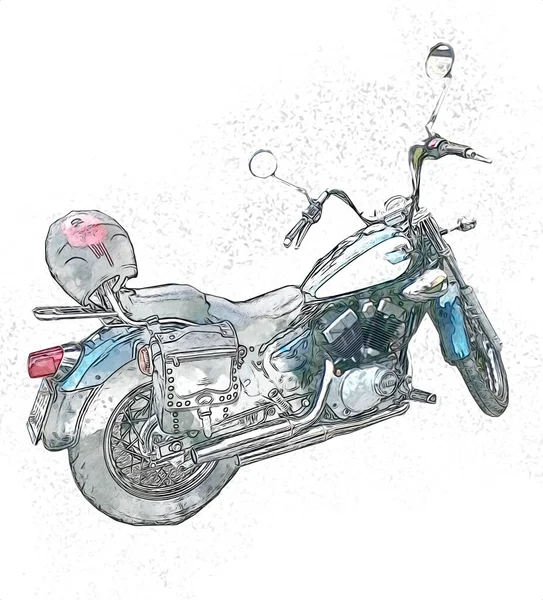 Motorrad Llustration Farbe Isoliert Kunst Vintage Retro — Stockfoto