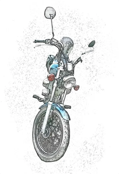 Motor Cycle Llustration Color Isolated Art Vintage Retro — Stock Photo, Image