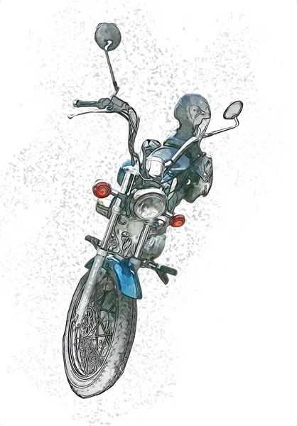 Motorrad Llustration Farbe Isoliert Kunst Vintage Retro — Stockfoto