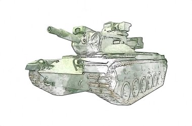 Vintage tank izole çizim sanat illüstrasyonu