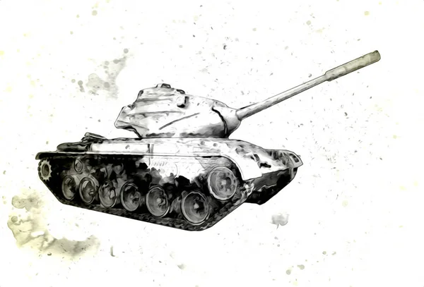 Vintage Tank Isolated Drawing Sketch Art Illustration — Stock Photo, Image