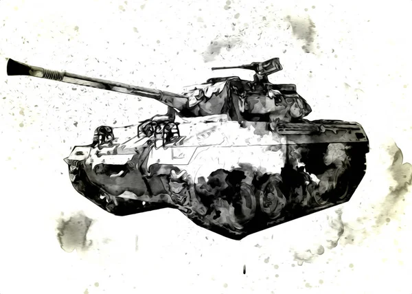 Vintage Tank Izole Çizim Sanat Illüstrasyonu — Stok fotoğraf