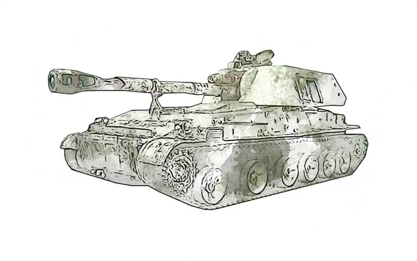 Vintage Tank Geïsoleerde Tekening Schets Kunst Illustratie — Stockfoto