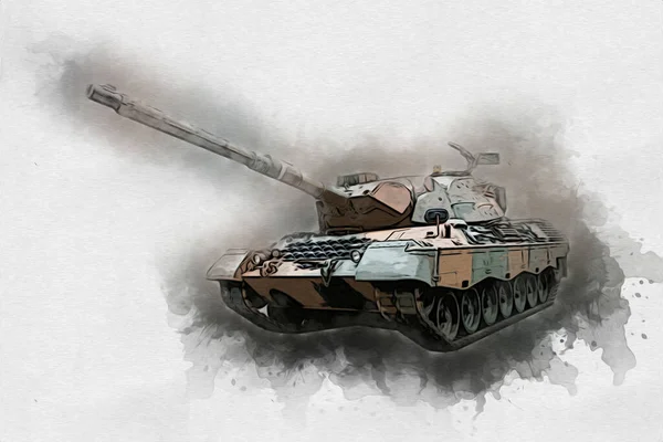 Vintage Tank Isolated Drawing Sketch Art Illustration — Stock Photo, Image