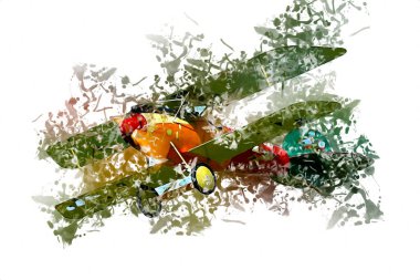 Beyaz arka planda izole edilmiş eski bir savaş uçağı.