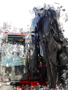 Ekskavatör illüstrasyon izole renk sanat eseri