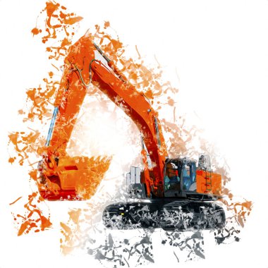 Ekskavatör illüstrasyon izole renk sanat eseri