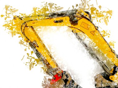 Ekskavatör illüstrasyon izole renk sanat eseri