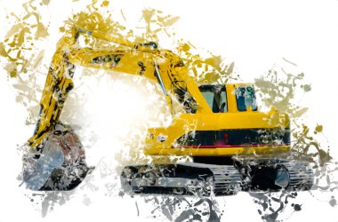 Ekskavatör illüstrasyon izole renk sanat eseri