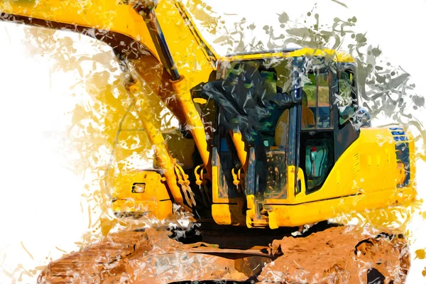 Excavator Illustration Color Isolated Art Work — Stock Photo, Image