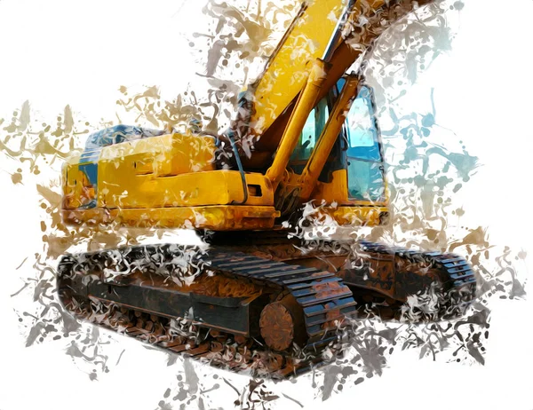 Excavator Illustration Color Isolated Art Work — Stock Photo, Image