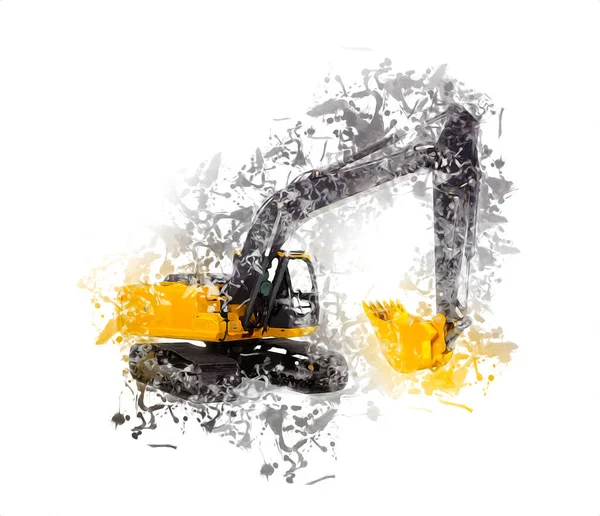 Excavator Illustration Color Isolated Art Work — Stock Photo, Image