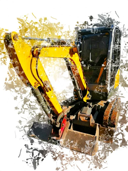 Excavator Illustration Color Isolated Art Work — Stock Photo, Image