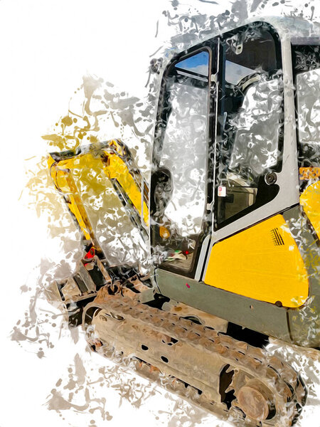 Excavator illustration color isolated art work