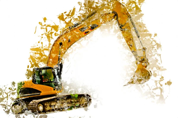 Excavator Illustration Color Isolated Art Work — Stock Photo, Image