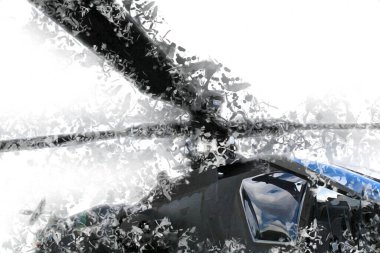 askeri helikopter resim sanatı klasiği çiziyor
