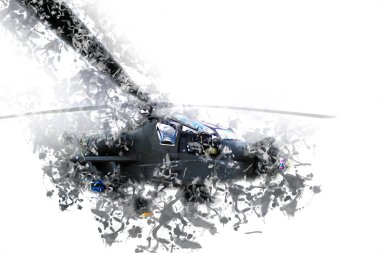 askeri helikopter resim sanatı klasiği çiziyor