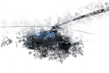 askeri helikopter resim sanatı klasiği çiziyor