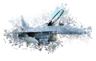 Amerikan savaş uçağı resim sanatı klasiği çiziyor.