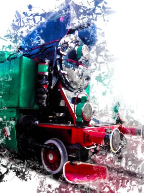 Eski buharlı lokomotif motoru antika