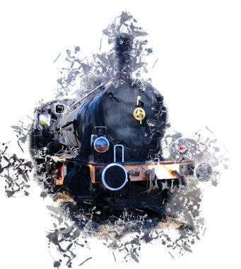 Eski buharlı lokomotif motoru antika