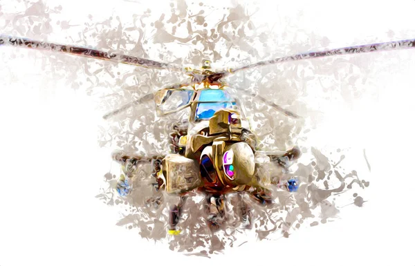 Military Helicopter Drawing Illustration Art Vintage — Stock Photo, Image