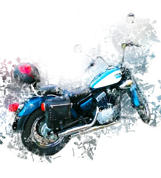 Moto Llustration Couleur Isolé Art Vintage Rétro — Photo