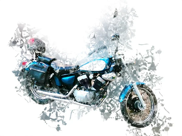 Motor Cycle Llustration Color Isolated Art Vintage Retro — Stock Photo, Image